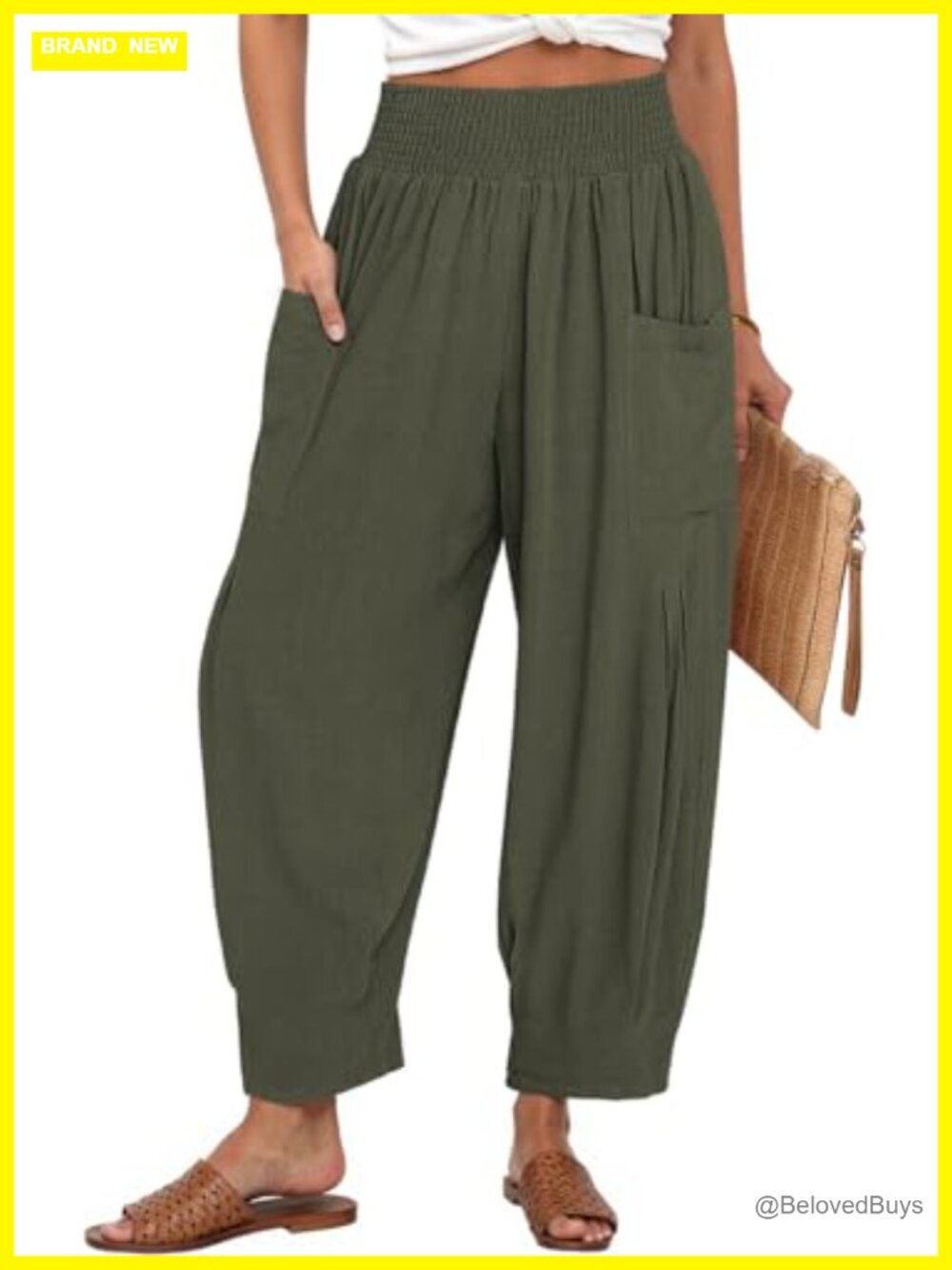 Linen Wide Leg Palazzo Pants High Waist Baggy Loose Lounge Harem Beach